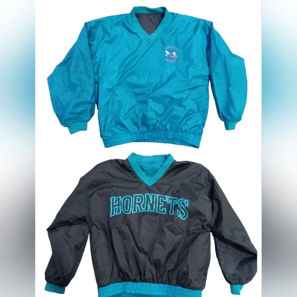 Vintage 90s Charlotte Hornets Reversible Windbreaker Pullover Men's Size XL